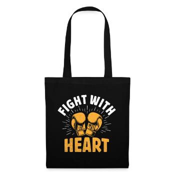Kampf mit Herz Boxer Sport Kraft Gym Athlet - Stoffbeutel - Schwarz - Vorne