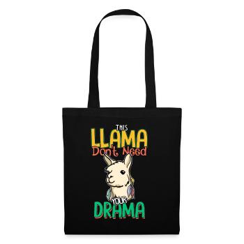 Lama hat keine Zeit für dein Drama - Lama Spruch - Stoffbeutel - Schwarz - Vorne