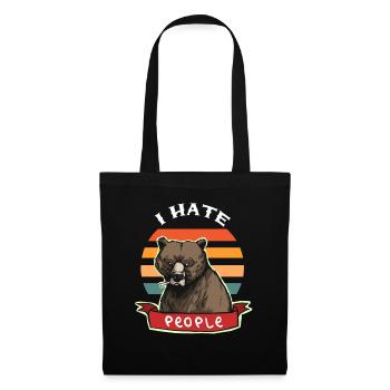 I hate people - bear grizzly brown bear gift - Tote Bag - black - Front