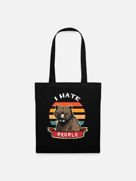 Je déteste les gens - ours ours brun cadeau grizzly - Tygväska - svart