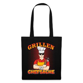 Grillen ist Chefsache - Grill Party Spruch - Stoffbeutel - Schwarz - Vorne