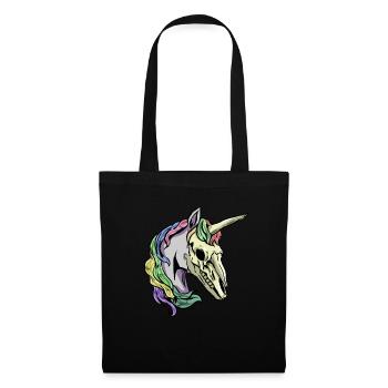 cool creepy unicorn skull skeleton - Tote Bag - black - Front