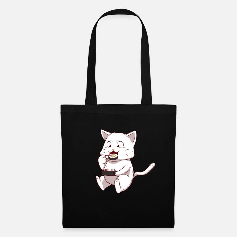 Chat Chat Sushi Japon - Sac en tissu - noir