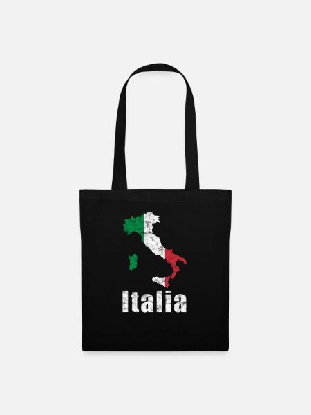 Italie carte drapeau Italia vintage - Sac en tissu - noir