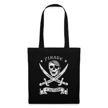 Pirate capitaine pirate capitaine crâne pirate - Sac en tissu - noir - Devant