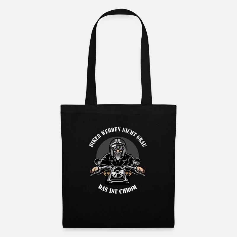 Retro Motor Biker werden nicht grau Das ist Chrom - Stoffbeutel - Schwarz