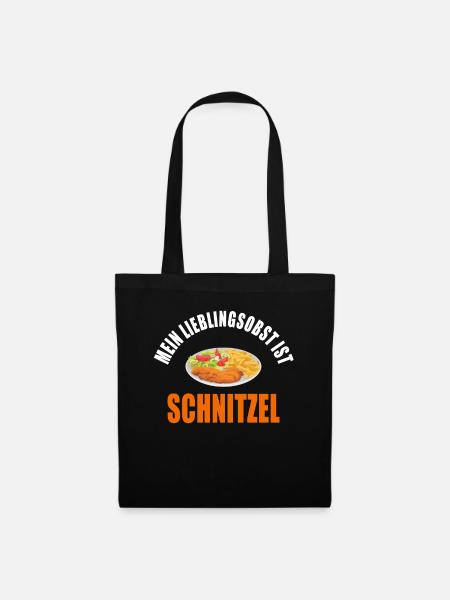 Lustiger Spruch Mein Lieblingsobst ist Schnitzel - Stoffbeutel - Schwarz