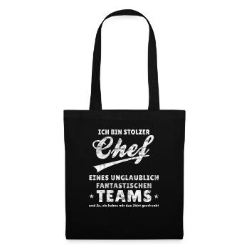 Stolzer Chef Eines Fantastischen Teams Spruch - Stoffbeutel - Schwarz - Vorne