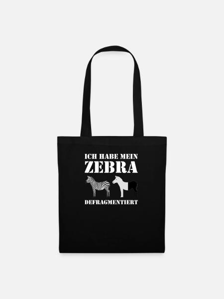Lustiges Informatik Zebra Defragmentiert Geschenk - Stoffbeutel - Schwarz