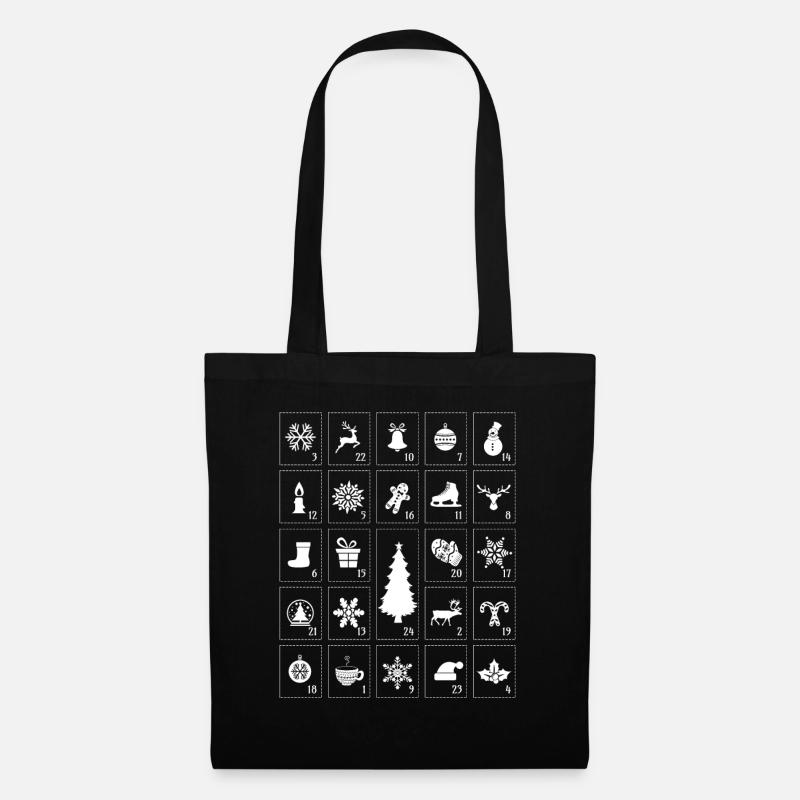 Adventskalender Geschenk Weihnachten Advent Deko - Stoffbeutel - Schwarz