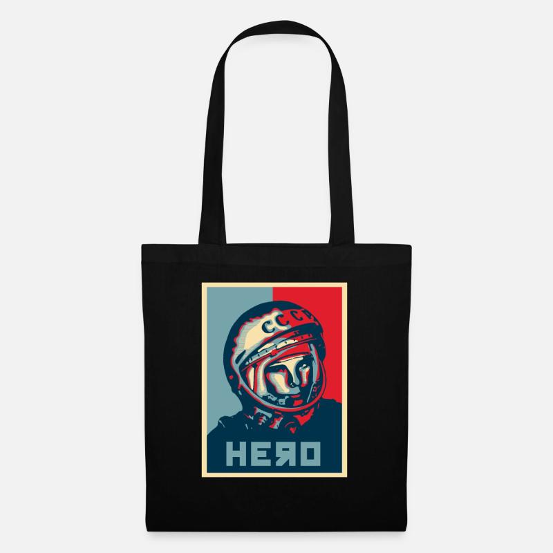 Le héros astronaute cosmonaute Gagarine premier dans l'espace - Sac en tissu - noir