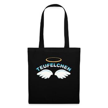 Teufelchen als Engel Lustiges Teufel Kostüm - Stoffbeutel - Schwarz - Vorne