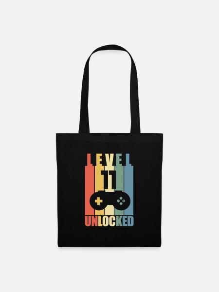 Level 11 11. Geburtstag Gaming Gamer Geschenk - Stoffbeutel - Schwarz