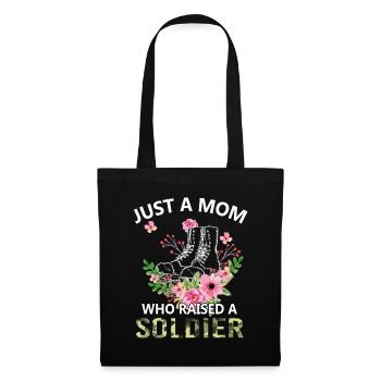 Just A Mom Who Raised A Solider Flowers Mother - Stoffbeutel - Schwarz - Vorne