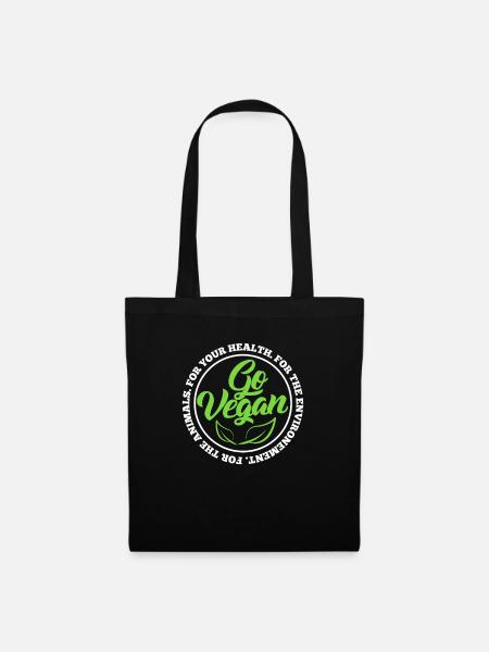 Vegan Veganer Vegetarier Tierschutz Geschenk - Stoffbeutel - Schwarz