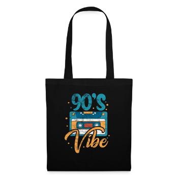 90er Jahre Neunziger 90s Kassette Retro Geschenk - Stoffbeutel - Schwarz - Vorne