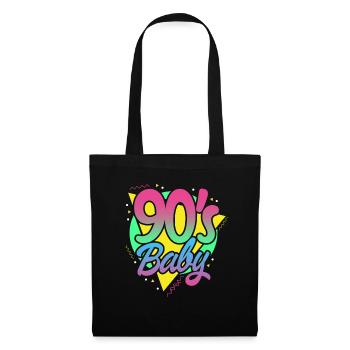 90er Jahre Neunziger 90s Retro Vintage Geschenk - Stoffbeutel - Schwarz - Vorne