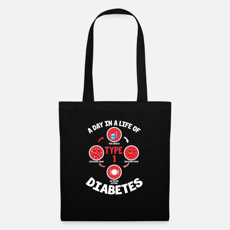 Diabetes Typ 1 Diabetiker Insulin Geschenk - Stoffbeutel - Schwarz