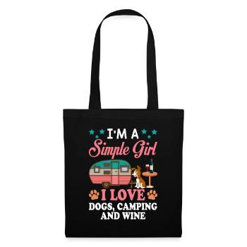 Je suis une fille simple, j'aime les chiens, le camping et le vin - Sac en tissu - noir - Devant