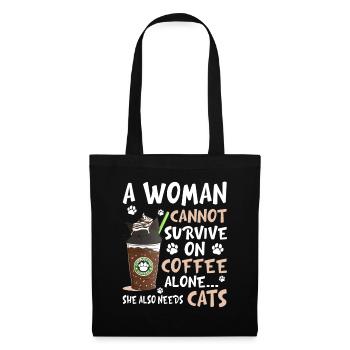 Une femme ne peut survivre seule avec du café - Sac en tissu - noir - Devant