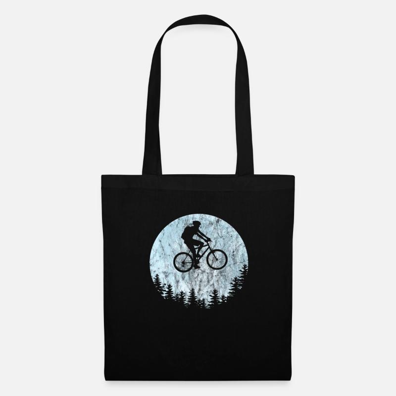 Mountainbike Mond MTB Mountainbiker Geschenk - Stoffbeutel - Schwarz