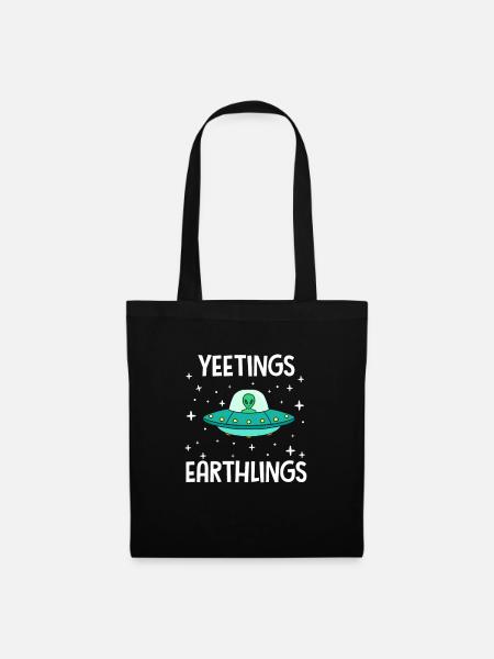 Alien Ufo Aliens Weltraum Raumschiff Geschenk - Stoffbeutel - Schwarz