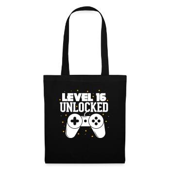 Niveau 16 Gaming Gift 16e anniversaire Gamer - Sac en tissu - noir - Devant