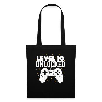 Level 10 10. Geburtstag 10 Jahre Gamer Geschenk - Stoffbeutel - Schwarz - Vorne