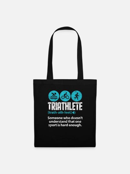 Triathlon Triathlet Laufen Schwimmen Geschenk - Stoffbeutel - Schwarz