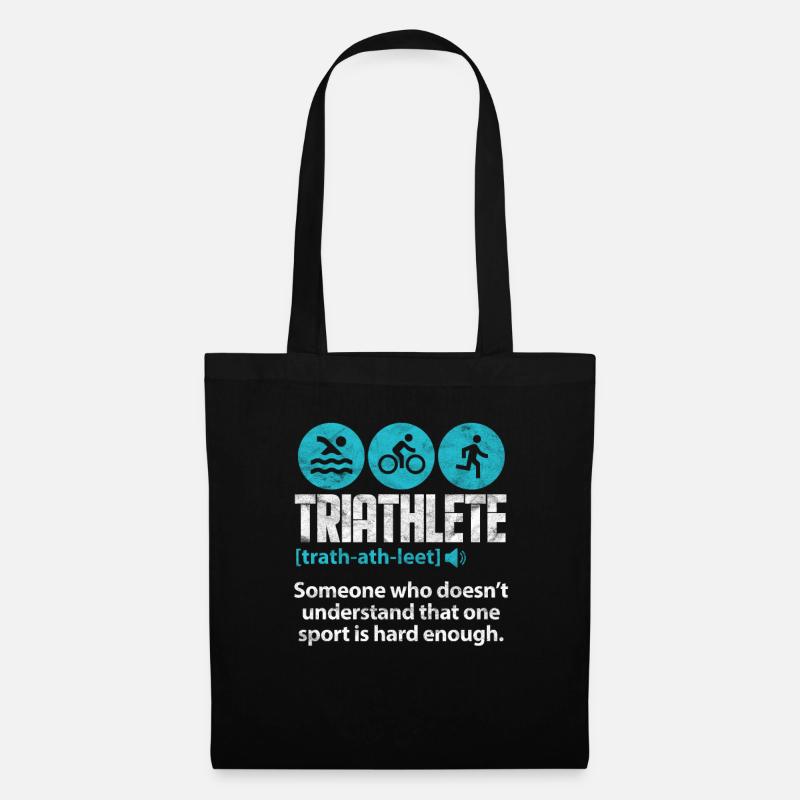 Triathlon Triathlet Laufen Schwimmen Geschenk - Stoffbeutel - Schwarz