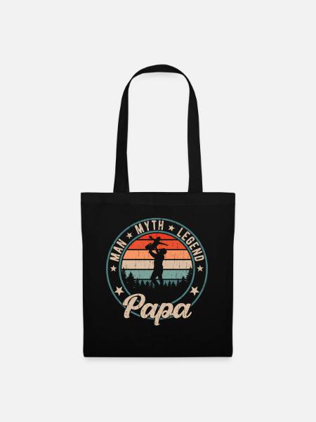 Papa Mann Mythos Legende Vater Retro Geschenk - Stoffbeutel - Schwarz