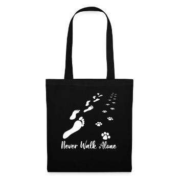 Never Walk Alone Dog Lovers Footprints - Stoffbeutel - Schwarz - Vorne