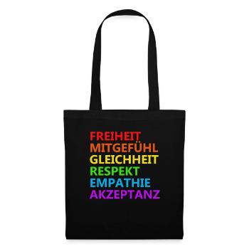 Gegen Rassismus und Diskriminierung - Stoffbeutel - Schwarz - Vorne