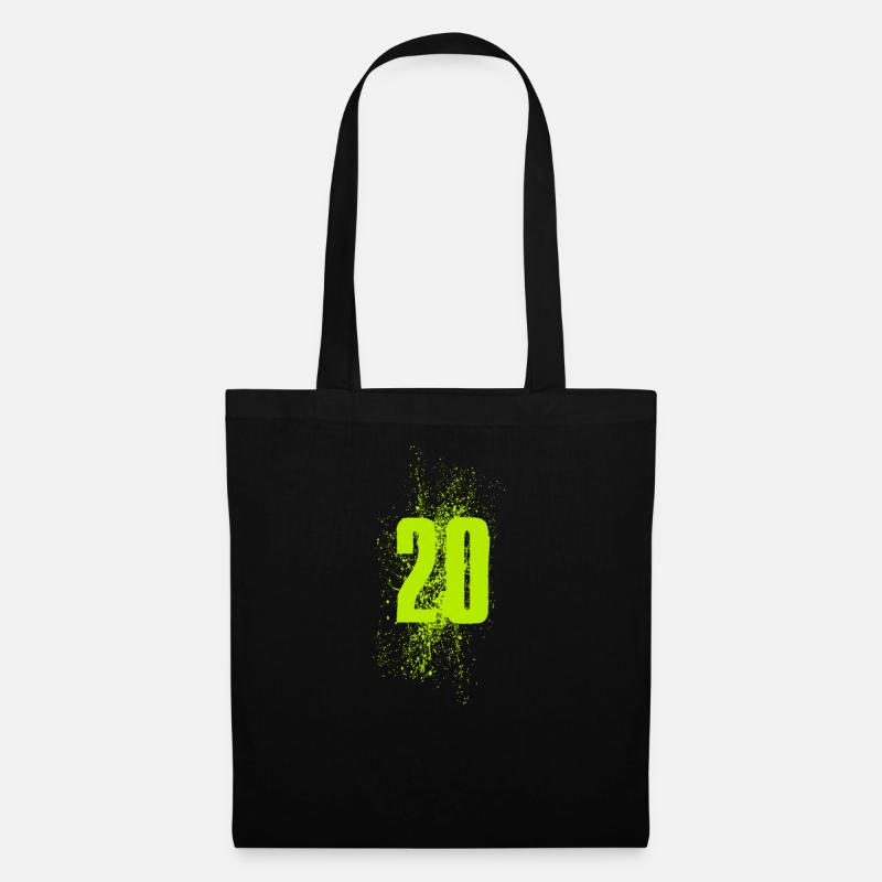 20 Neon Number Grün - Stoffbeutel - Schwarz