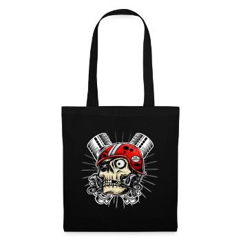 Skull skull motorcycle moped moped motor scooter - Tote Bag - black - Front