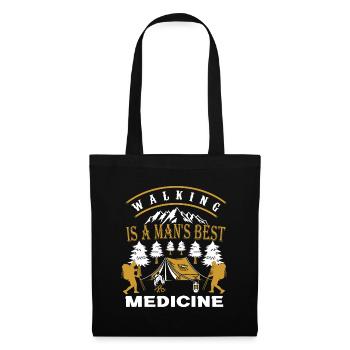 La marche est le meilleur médicament d'un homme. Marcher drôle - Sac en tissu - noir - Devant