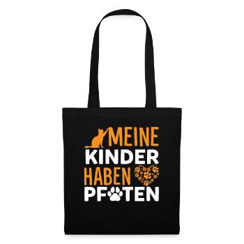 Meine Kinder Haben Pfoten Funny Cat Lovers German - Stoffbeutel - Schwarz - Vorne