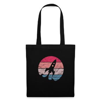 Cadeau de voyage spatial astronaute fusée - Sac en tissu - noir - Devant