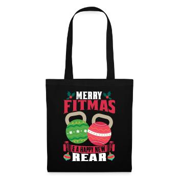 Joyeux Fitmas Nouveau T-shirt de Noël arrière - Sac en tissu - noir - Devant