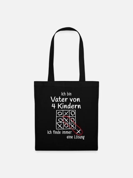 Papa von 4 Kindern Geschenk zum vierten Kind - Stoffbeutel - Schwarz