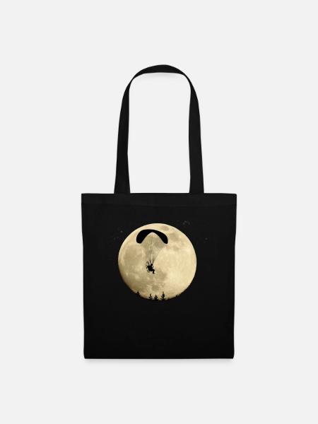 Paramotor flying in the full moon night flight stars - Tote Bag - black