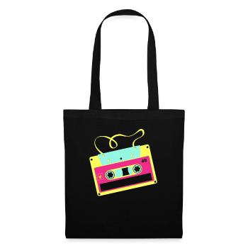 Retro Kassette Mixtape Shirt Disco 90s 80s Party - Stoffbeutel - Schwarz - Vorne