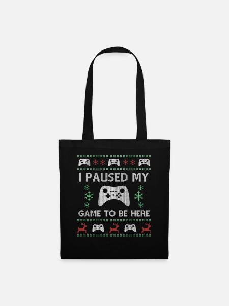 Gamer Paused My Game Ugly Christmas Sweater - Stoffbeutel - Schwarz
