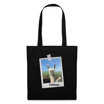 Photo drôle d'alpaga de lama "Sérieusement?" En disant - Sac en tissu - noir - Devant