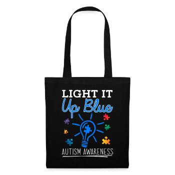 Light It Up Blue Autism Awareness Month T Shirt - Tote Bag - black - Front