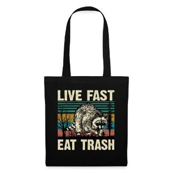 Live Fast Eat Trash Vintage Raccoon Lover T Shirt - Stoffbeutel - Schwarz - Vorne