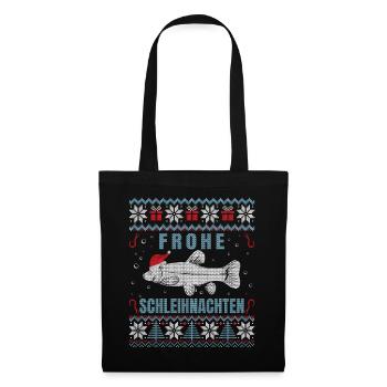 Frohe Schleihnachten Angler Fischer Weihnachten - Stoffbeutel - Schwarz - Vorne