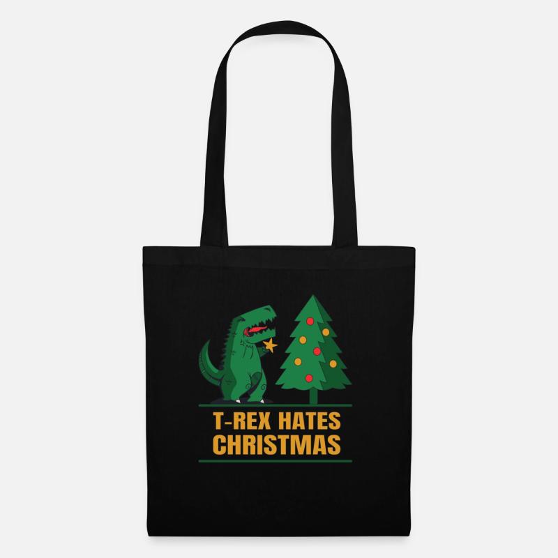 T-Rex Hates Christmas Witziger Trex Dino - Stoffbeutel - Schwarz