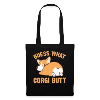 Guess What Corgi Butt Funny Corgi Dog T Shirt - Tote Bag - black - Front