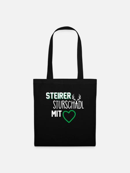 Steiermark Spruch Steirer Mit Herz - Stoffbeutel - Schwarz